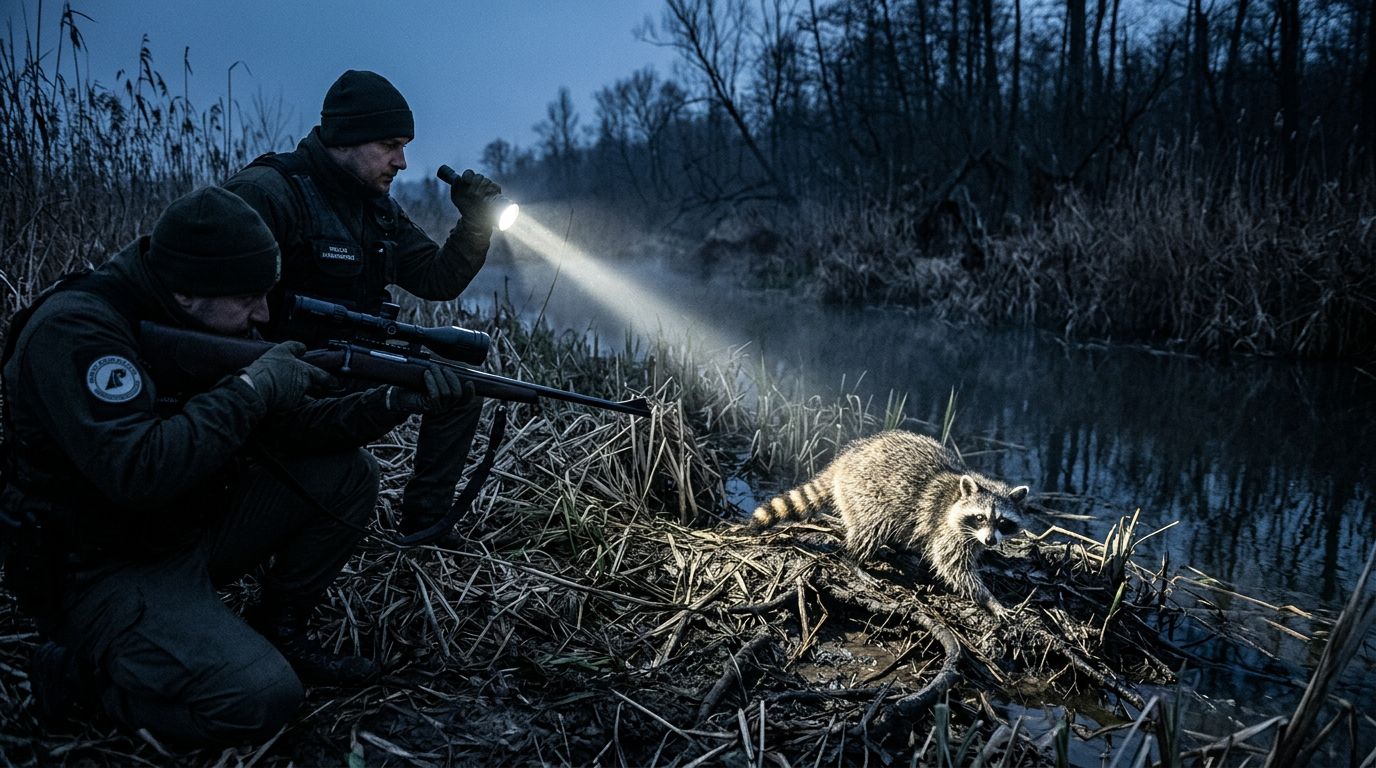 Polowania na inwazyjne gatunki obce (IGO) – jenot, szop, norka w Polsce 2026